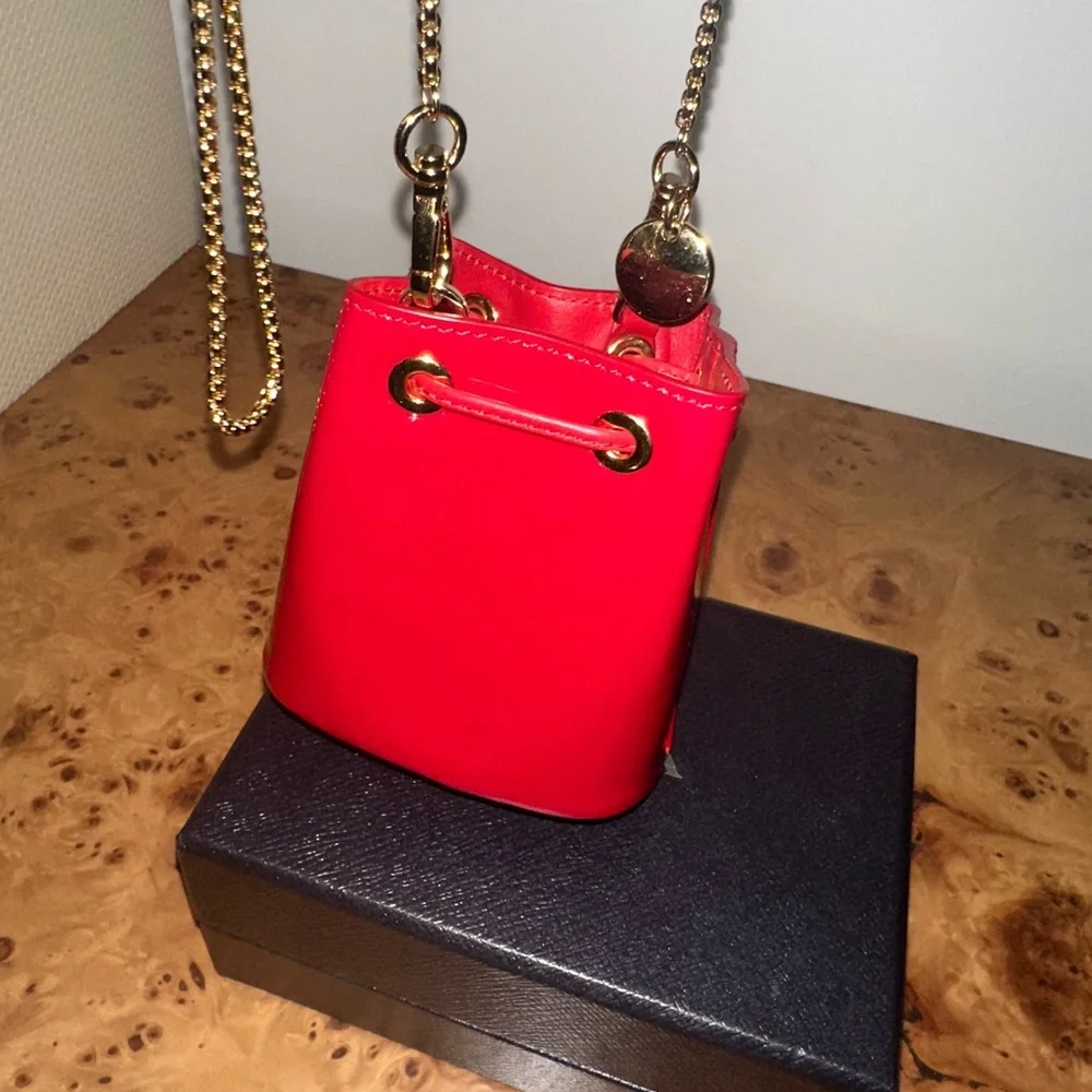 PRICE DROP ** Prada Red Mini Bag with Gold Chain - Picture 10 of 17